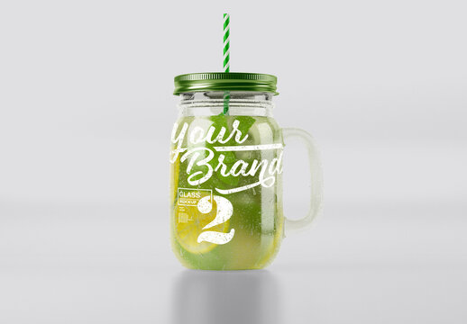 Mason Jug with Mojito Mockup