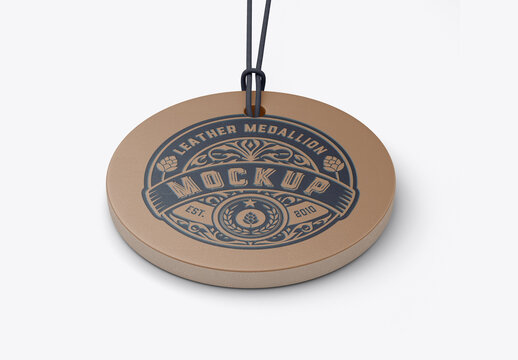 Leather Medallion with Rope Mockup