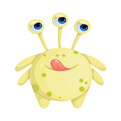Cute cartoon monster, alien. Isolated vector graphic.