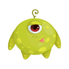 Cute cartoon monster, alien. Isolated vector graphic.