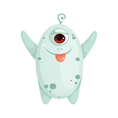 Cute cartoon monster, alien. Isolated vector graphic.