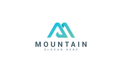 Fototapeta premium Letter M creative blue colour mountain logo