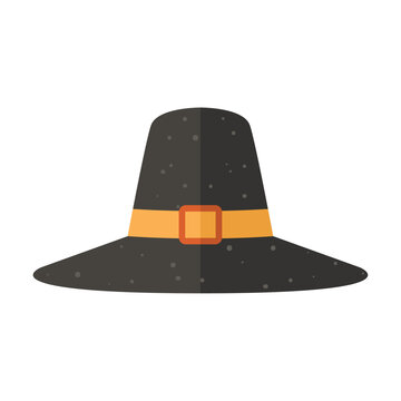 Isolated colored traditional pilgrim hat icon Vector