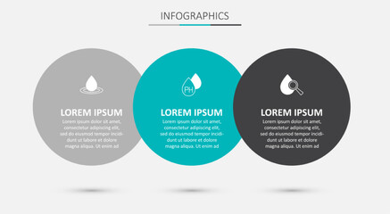 Set Water drop, and Drop and magnifying glass. Business infographic template. Vector