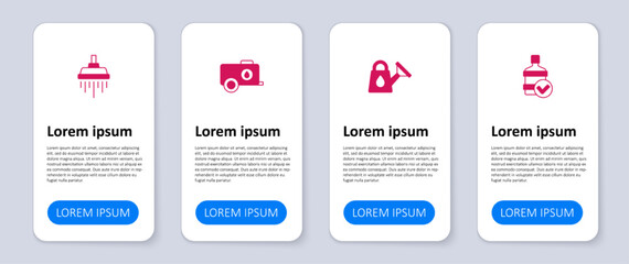 Set Big bottle with clean water, Watering can, Mobile tank and Shower. Business infographic template. Vector