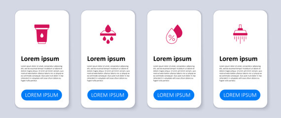 Set Shower, Water drop percentage, filter cartridge and . Business infographic template. Vector