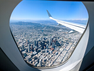 aerial views of los angeles from an air plane