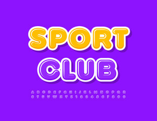 Vector bright emblem Sport Club. Modern Violet Font. Glossy Alphabet Letters and Numbers set
