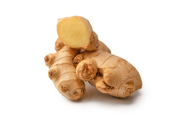 Ginger root isolated on white background.