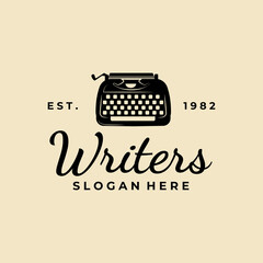 Typewriter vintage logo vector illustration design