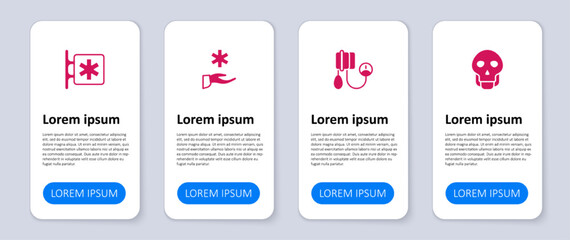 Set Skull, Blood pressure, Cross hospital medical and Emergency - Star of Life. Business infographic template. Vector