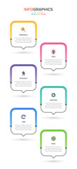 Vertical infographic design with icons and 6 options or steps. Thin line. Infographics business concept. Can be used for info graphics, flow charts, presentations, mobile web sites, printed materials.