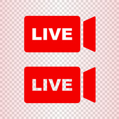 Live camera icon set. Live streaming. Live Broadcast. Vector.