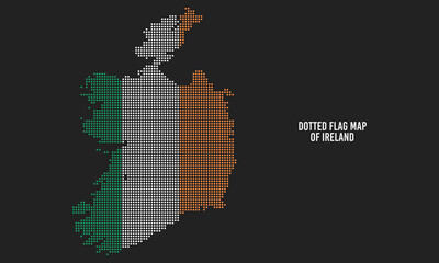 Flag Map of Ireland with Halftone Dotted Effect Style