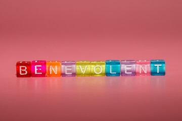 the word "benevolent" made up of cubes