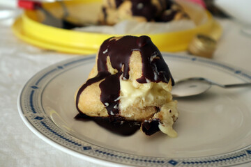 A yummy chocolate pasticcino with cream