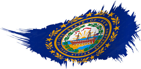 Flag of New Hampshire state in grunge style with waving effect.