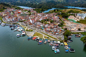 Fototapeta premium Guatapé in Colombia from Above | Aerial View of Guatapé