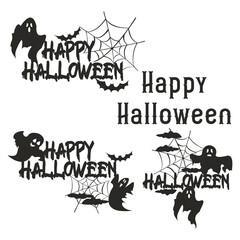 Happy Halloween, Vector illustration. Text Banner on white background. 