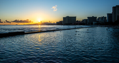 Ocean Water, Waikiki Beach, and Hotel Towers