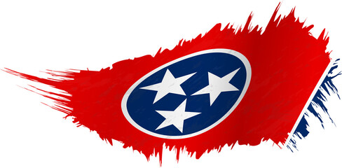 Flag of Tennessee state in grunge style with waving effect.
