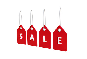 Sale tag offer. red and white color discount badge label 3d rendering