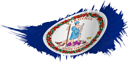 Flag of Virginia state in grunge style with waving effect.