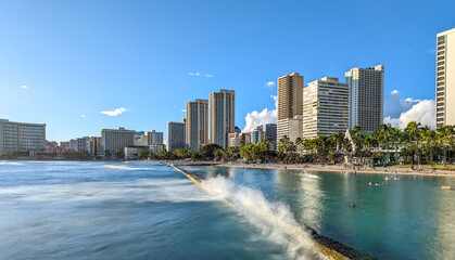Ocean Water, Waikiki Beach, and Hotel Towers