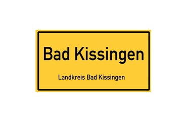 Isolated German city limit sign of Bad Kissingen located in Bayern