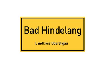 Isolated German city limit sign of Bad Hindelang located in Bayern