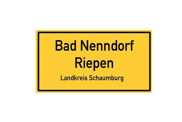 Isolated German city limit sign of Bad Nenndorf Riepen located in Niedersachsen