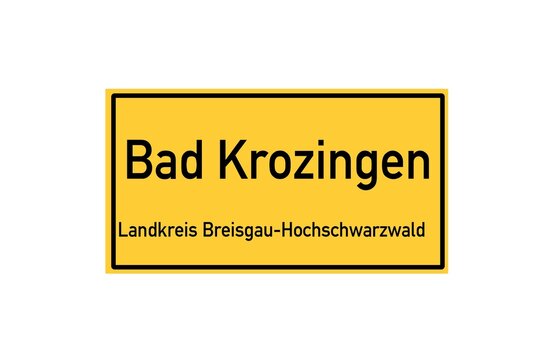 Isolated German city limit sign of Bad Krozingen located in Baden-W�rttemberg