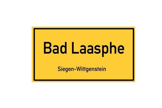 Isolated German city limit sign of Bad Laasphe located in Nordrhein-Westfalen