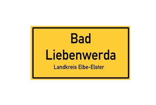 Isolated German city limit sign of Bad Liebenwerda located in Brandenburg