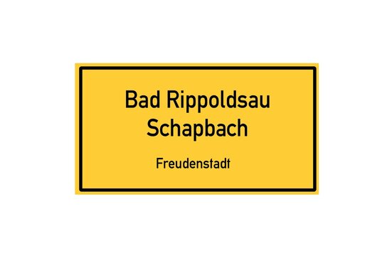 Isolated German city limit sign of Bad Rippoldsau Schapbach located in Baden-W�rttemberg