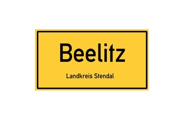 Isolated German city limit sign of Beelitz located in Sachsen-Anhalt