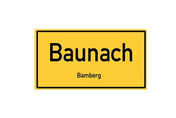 Isolated German city limit sign of Baunach located in Bayern