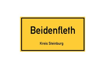 Isolated German city limit sign of Beidenfleth located in Schleswig-Holstein