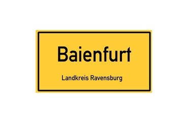 Isolated German city limit sign of Baienfurt located in Baden-W�rttemberg
