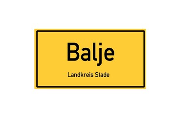 Isolated German city limit sign of Balje located in Niedersachsen