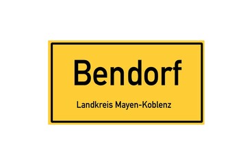 Isolated German city limit sign of Bendorf located in Rheinland-Pfalz