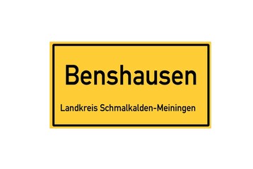 Isolated German city limit sign of Benshausen located in Th�ringen