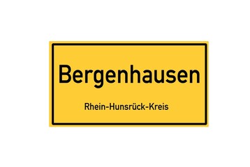 Isolated German city limit sign of Bergenhausen located in Rheinland-Pfalz