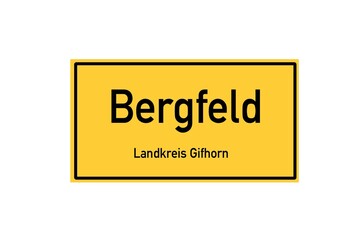 Isolated German city limit sign of Bergfeld located in Niedersachsen