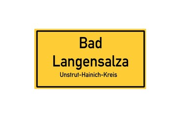 Isolated German city limit sign of Bad Langensalza located in Th�ringen