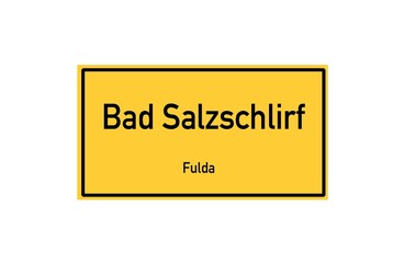 Isolated German city limit sign of Bad Salzschlirf located in Hessen