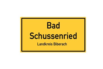Isolated German city limit sign of Bad Schussenried located in Baden-W�rttemberg