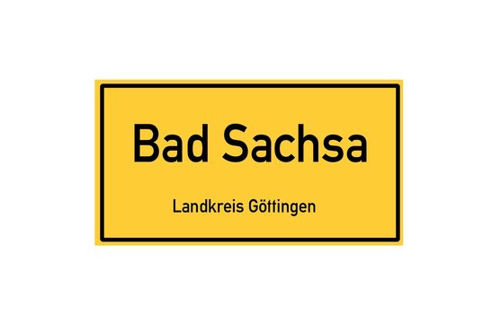 Isolated German city limit sign of Bad Sachsa located in Niedersachsen