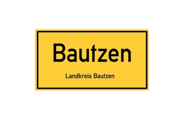 Isolated German city limit sign of Bautzen located in Sachsen