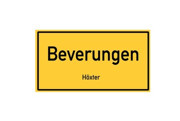 Isolated German city limit sign of Beverungen located in Nordrhein-Westfalen
